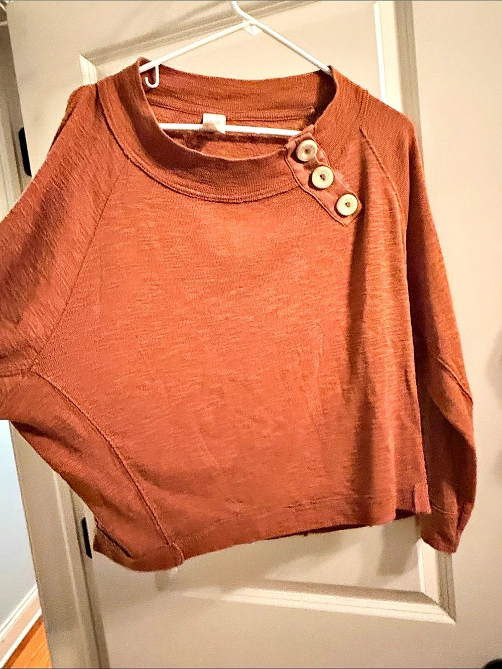 Free People Brown Waffle Knit Thermal Top Size Medium